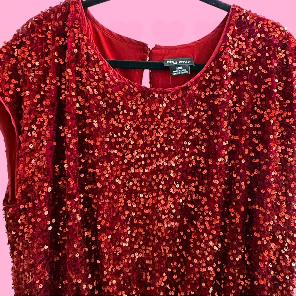 Size 18 City Chic Ruby Sequin Party Dress NWT (Flaw) - Picture 4 of 8